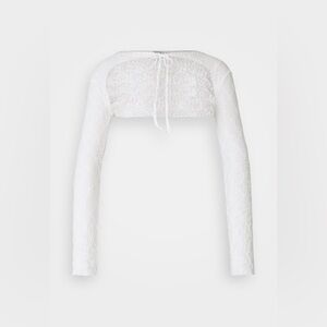 096 BDG Urban Outfitters Elegant White Lace Women's Cardigan Shrug, Medium